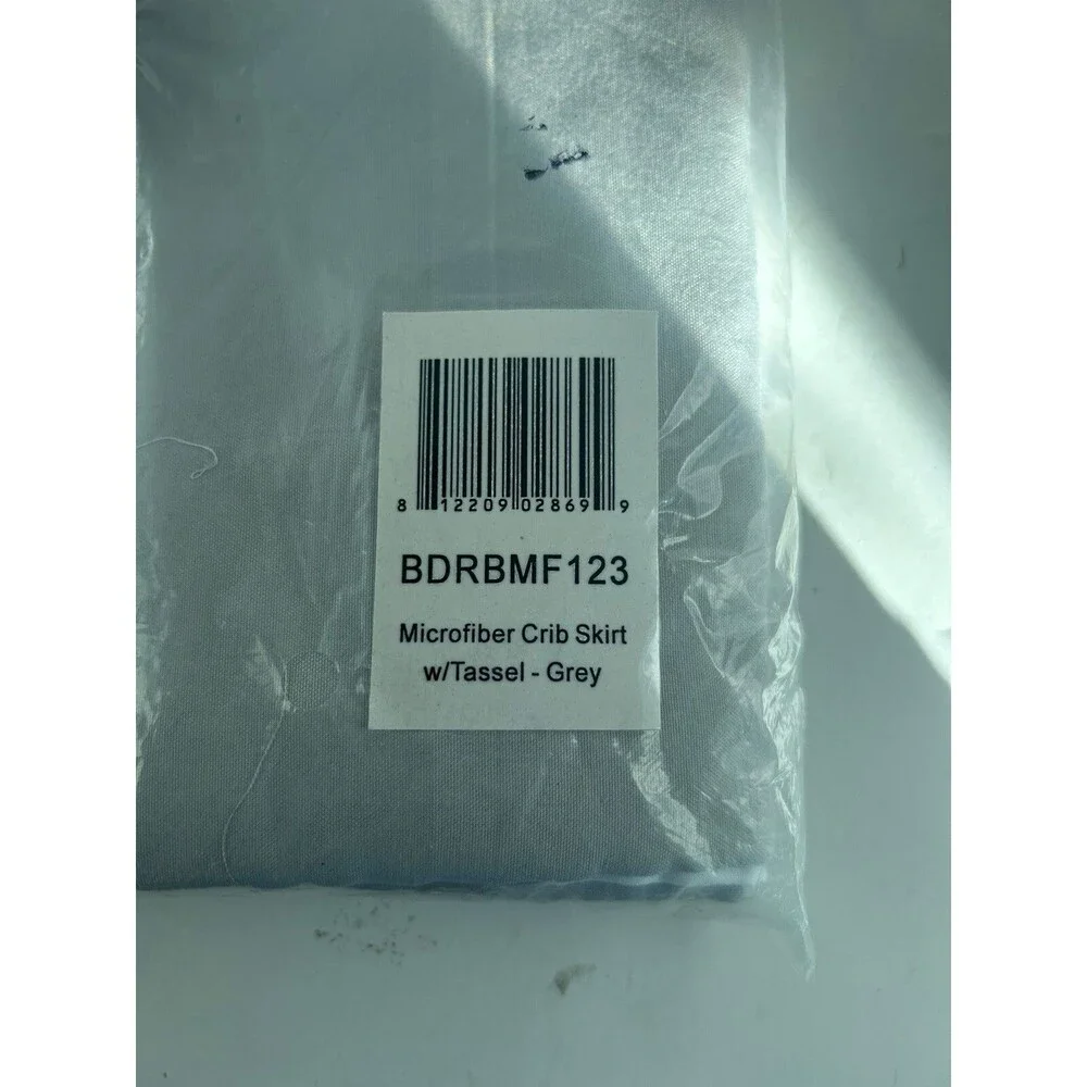 Tadpoles Crib Skirt Gray Microfiber Tassel Trim Standard Baby Bedding New 28x52